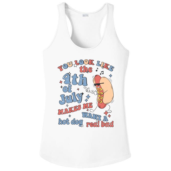 Hot Dog Im Just Here For The Wieners 4Th Of July Men Women Ladies PosiCharge Competitor Racerback Tank