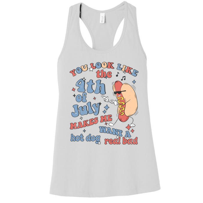 Hot Dog Im Just Here For The Wieners 4Th Of July Men Women Women's Racerback Tank