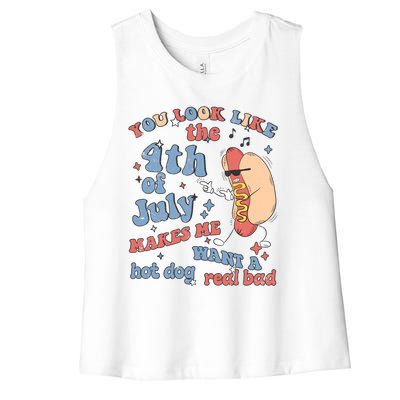 Hot Dog Im Just Here For The Wieners 4Th Of July Men Women Women's Racerback Cropped Tank