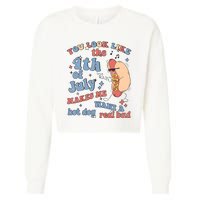 Hot Dog Im Just Here For The Wieners 4Th Of July Men Women Cropped Pullover Crew