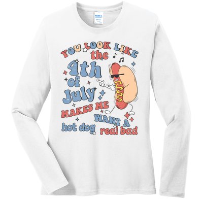 Hot Dog Im Just Here For The Wieners 4Th Of July Men Women Ladies Long Sleeve Shirt