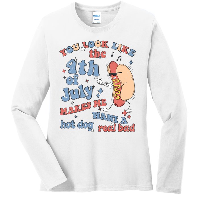 Hot Dog Im Just Here For The Wieners 4Th Of July Men Women Ladies Long Sleeve Shirt