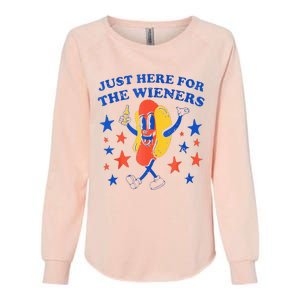 Hot Dog I'm Just Here For The Wieners 4th Of July Funny Womens California Wash Sweatshirt