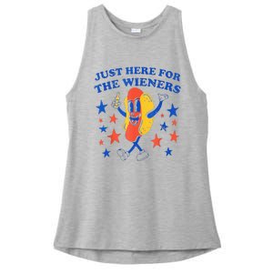 Hot Dog I'm Just Here For The Wieners 4th Of July Funny Ladies PosiCharge Tri-Blend Wicking Tank