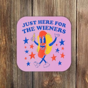 Hot Dog I'm Just Here For The Wieners 4th Of July Funny Coaster