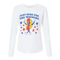 Hot Dog I'm Just Here For The Wieners 4th Of July Funny Womens Cotton Relaxed Long Sleeve T-Shirt