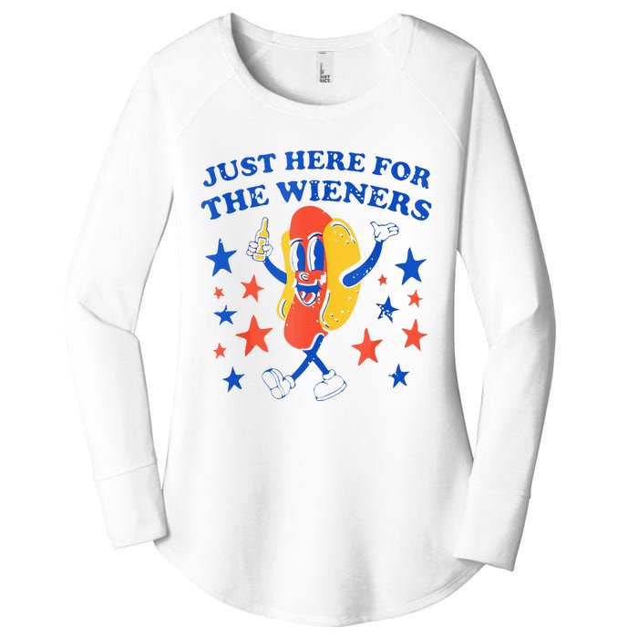 Hot Dog I'm Just Here For The Wieners 4th Of July Funny Women's Perfect Tri Tunic Long Sleeve Shirt