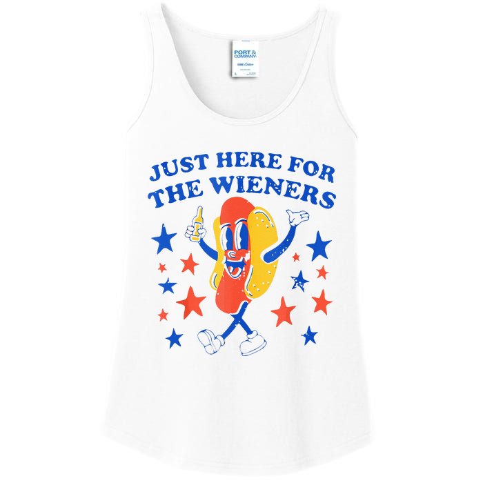 Hot Dog I'm Just Here For The Wieners 4th Of July Funny Ladies Essential Tank