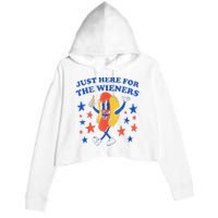 Hot Dog I'm Just Here For The Wieners 4th Of July Funny Crop Fleece Hoodie