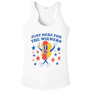 Hot Dog I'm Just Here For The Wieners 4th Of July Funny Ladies PosiCharge Competitor Racerback Tank