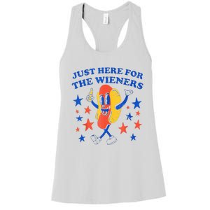 Hot Dog I'm Just Here For The Wieners 4th Of July Funny Women's Racerback Tank