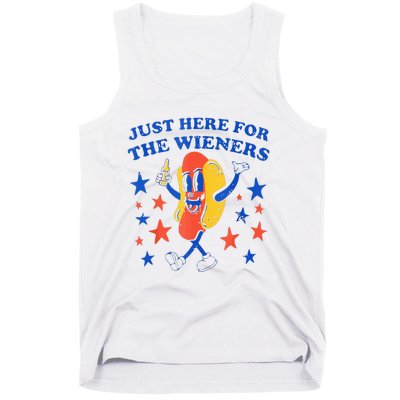 Hot Dog I'm Just Here For The Wieners 4th Of July Funny Tank Top