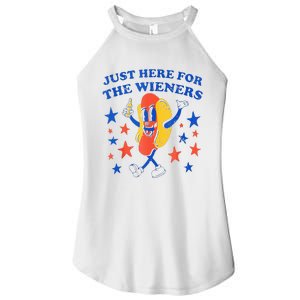 Hot Dog I'm Just Here For The Wieners 4th Of July Funny Women's Perfect Tri Rocker Tank