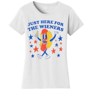 Hot Dog I'm Just Here For The Wieners 4th Of July Funny Women's T-Shirt