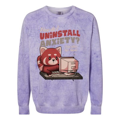 How Do I Uninstall Anxiety Cute Red Bear Colorblast Crewneck Sweatshirt