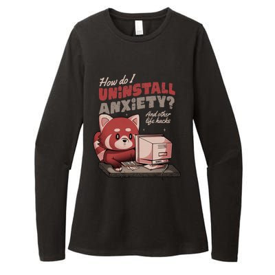 How Do I Uninstall Anxiety Cute Red Bear Womens CVC Long Sleeve Shirt