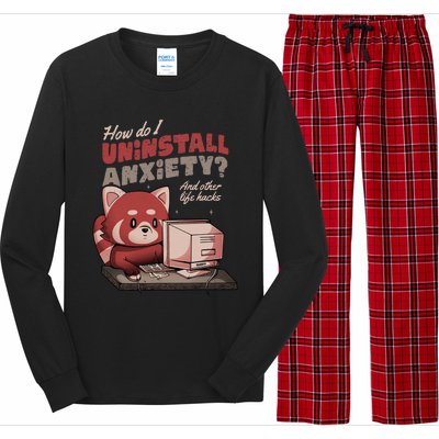 How Do I Uninstall Anxiety Cute Red Bear Long Sleeve Pajama Set