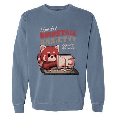 How Do I Uninstall Anxiety Cute Red Bear Garment-Dyed Sweatshirt