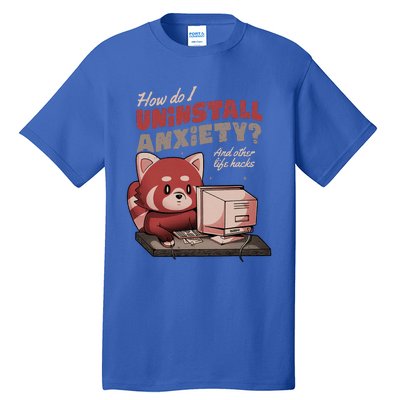 How Do I Uninstall Anxiety Cute Red Bear Tall T-Shirt