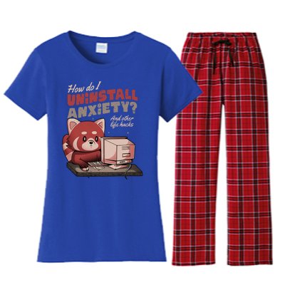 How Do I Uninstall Anxiety Cute Red Bear Women's Flannel Pajama Set