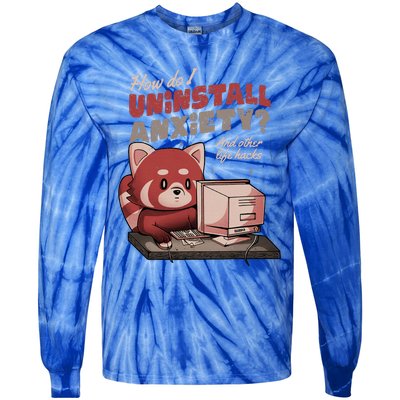 How Do I Uninstall Anxiety Cute Red Bear Tie-Dye Long Sleeve Shirt