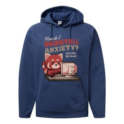 How Do I Uninstall Anxiety Cute Red Bear Performance Fleece Hoodie