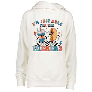 Hot Dog I'm Just Here For The Wieners 4Th Of July Womens Funnel Neck Pullover Hood