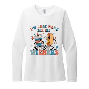 Hot Dog I'm Just Here For The Wieners 4Th Of July Womens CVC Long Sleeve Shirt