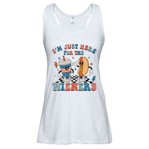 Hot Dog I'm Just Here For The Wieners 4Th Of July Ladies Essential Flowy Tank