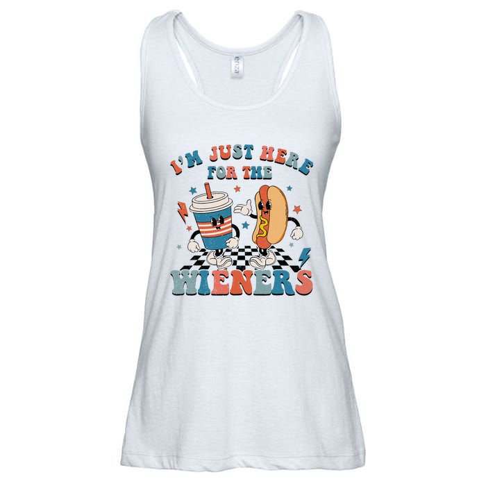 Hot Dog I'm Just Here For The Wieners 4Th Of July Ladies Essential Flowy Tank