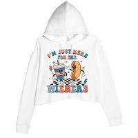 Hot Dog I'm Just Here For The Wieners 4Th Of July Crop Fleece Hoodie