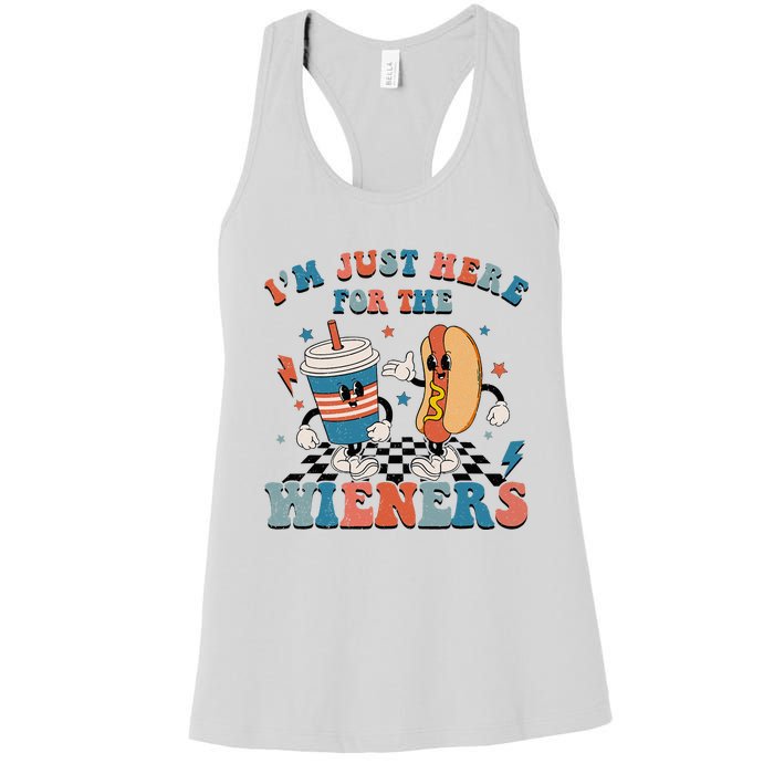 Hot Dog I'm Just Here For The Wieners 4Th Of July Women's Racerback Tank