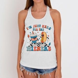 Hot Dog I'm Just Here For The Wieners 4Th Of July Women's Knotted Racerback Tank