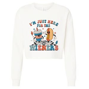 Hot Dog I'm Just Here For The Wieners 4Th Of July Cropped Pullover Crew