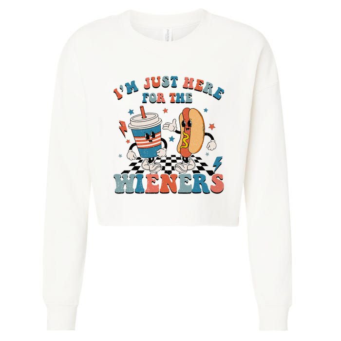 Hot Dog I'm Just Here For The Wieners 4Th Of July Cropped Pullover Crew