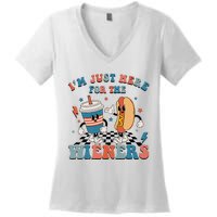 Hot Dog I'm Just Here For The Wieners 4Th Of July Women's V-Neck T-Shirt