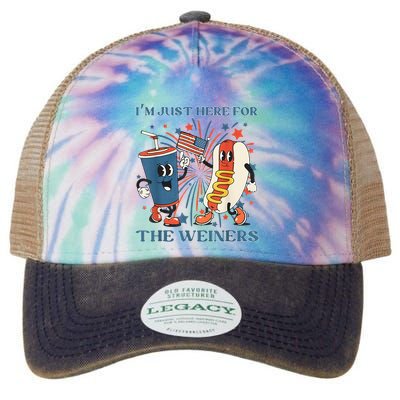 Hot Dog Im Just Here For The Wieners 4Th Of July Legacy Tie Dye Trucker Hat
