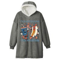 Hot Dog Im Just Here For The Wieners 4Th Of July Hooded Wearable Blanket