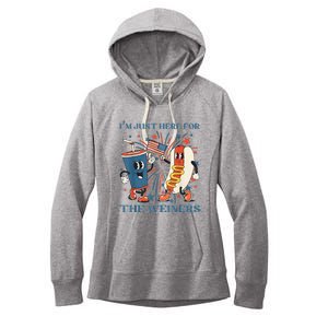 Hot Dog Im Just Here For The Wieners 4Th Of July Women's Fleece Hoodie