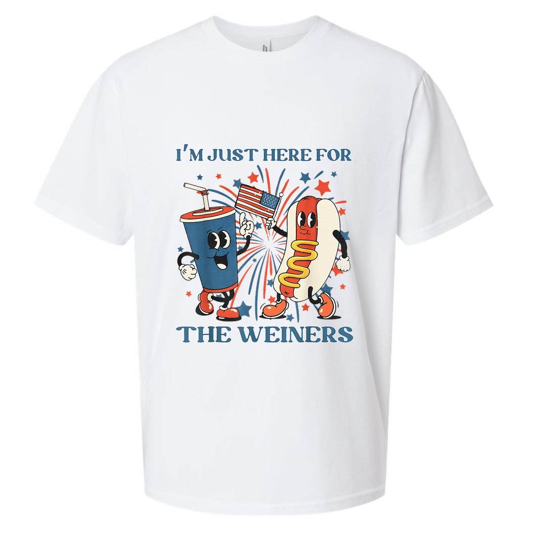 Hot Dog Im Just Here For The Wieners 4Th Of July Sueded Cloud Jersey T-Shirt