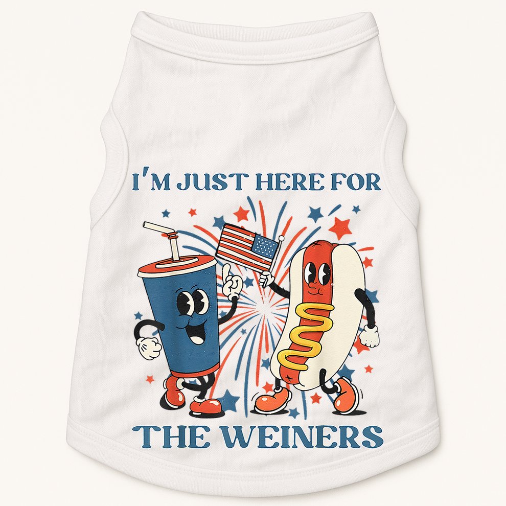 Hot Dog Im Just Here For The Wieners 4Th Of July Doggie Tank