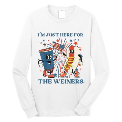 Hot Dog Im Just Here For The Wieners 4Th Of July Long Sleeve Shirt