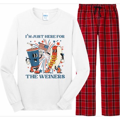 Hot Dog Im Just Here For The Wieners 4Th Of July Long Sleeve Pajama Set