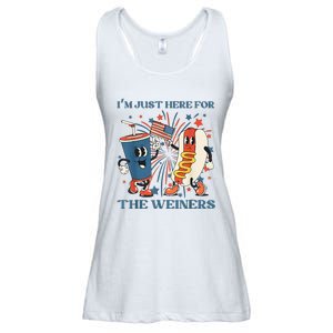 Hot Dog Im Just Here For The Wieners 4Th Of July Ladies Essential Flowy Tank