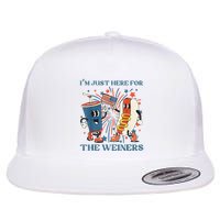 Hot Dog Im Just Here For The Wieners 4Th Of July Flat Bill Trucker Hat