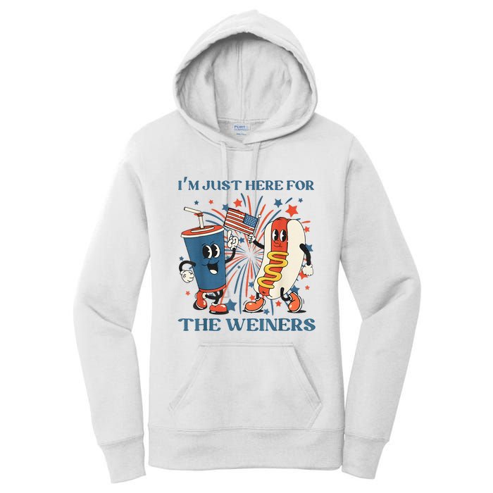 Hot Dog Im Just Here For The Wieners 4Th Of July Women's Pullover Hoodie