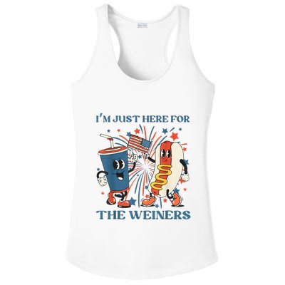 Hot Dog Im Just Here For The Wieners 4Th Of July Ladies PosiCharge Competitor Racerback Tank