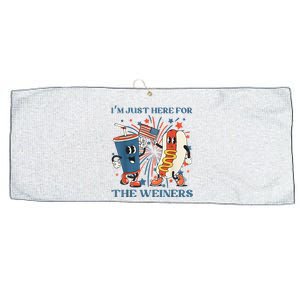 Hot Dog Im Just Here For The Wieners 4Th Of July Large Microfiber Waffle Golf Towel