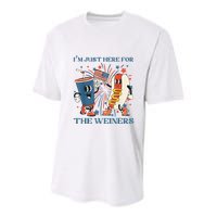 Hot Dog Im Just Here For The Wieners 4Th Of July Youth Performance Sprint T-Shirt