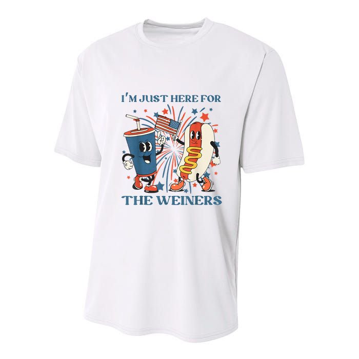 Hot Dog Im Just Here For The Wieners 4Th Of July Youth Performance Sprint T-Shirt